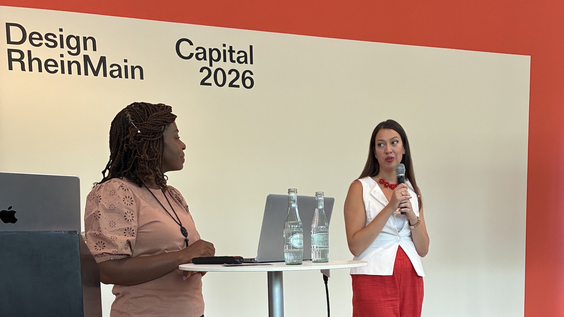 Dorothée Bolade und Marija Miloshevska Janakieska and Alexandra Ristovka, International Balkan University (IBU), with departments in architecture, visual communication, and the redesign of public spaces.
